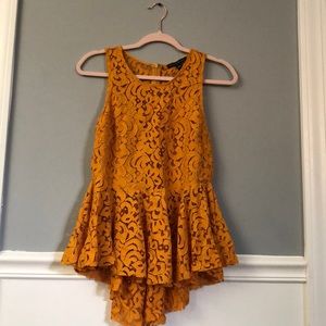 Haute Monde Lace Mustard Blouse (sleeveless)